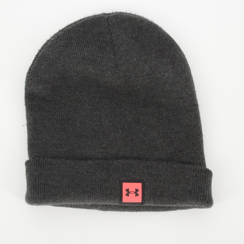 Under Armour Men's Gray Knit Logo Patch Cuffed Beanie OSFA
